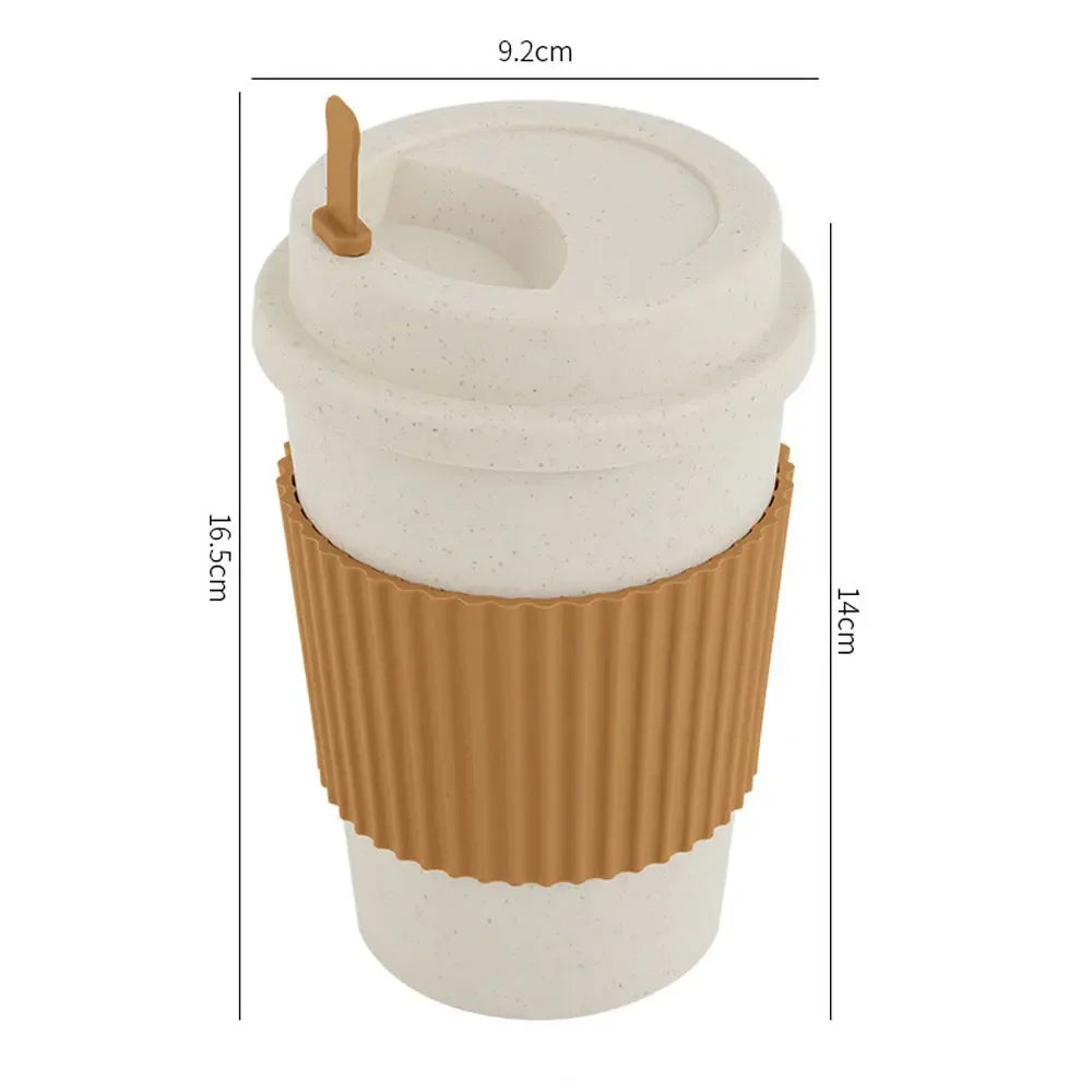 Eco-Friendly 450ML Wheat Straw Coffee Cups with Lids
