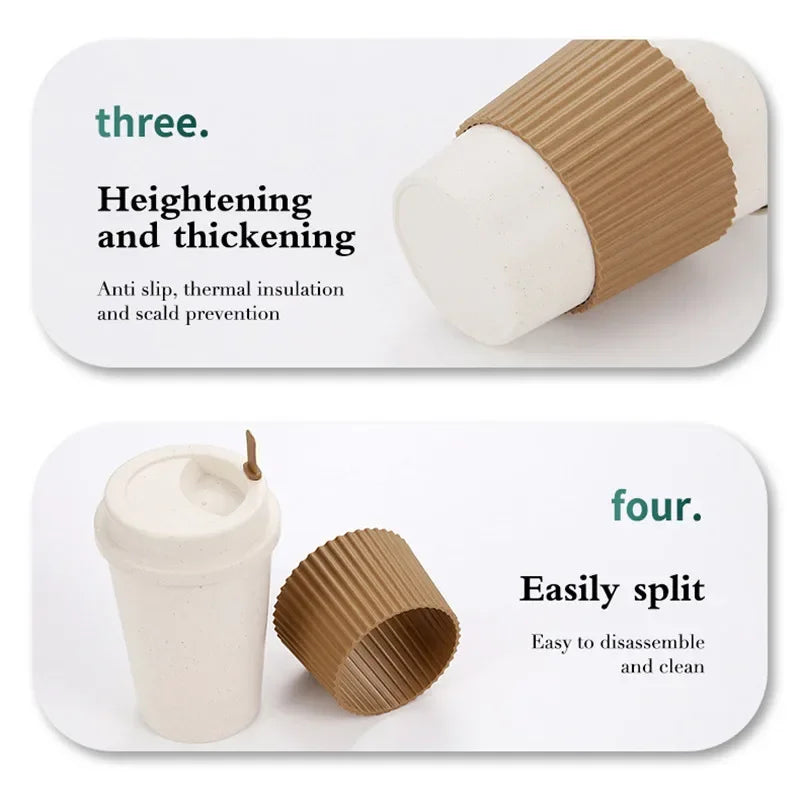 Eco-Friendly 450ML Wheat Straw Coffee Cups with Lids 